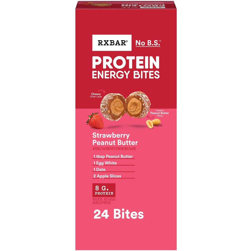 RXBAR front box showing Strawberry Peanut Butter flavor and quantity benefit