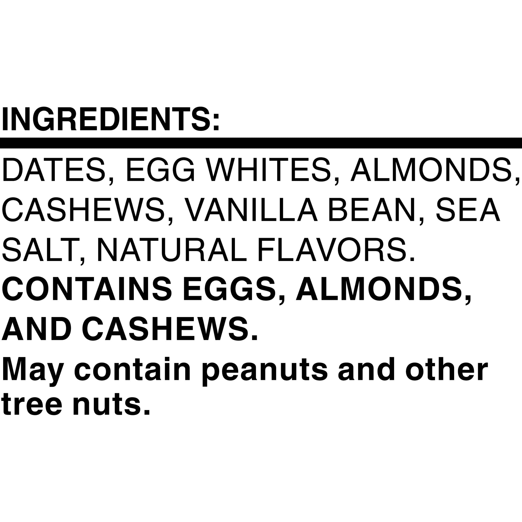 RXBAR almonds and vanilla bean display emphasizing natural flavor and quality