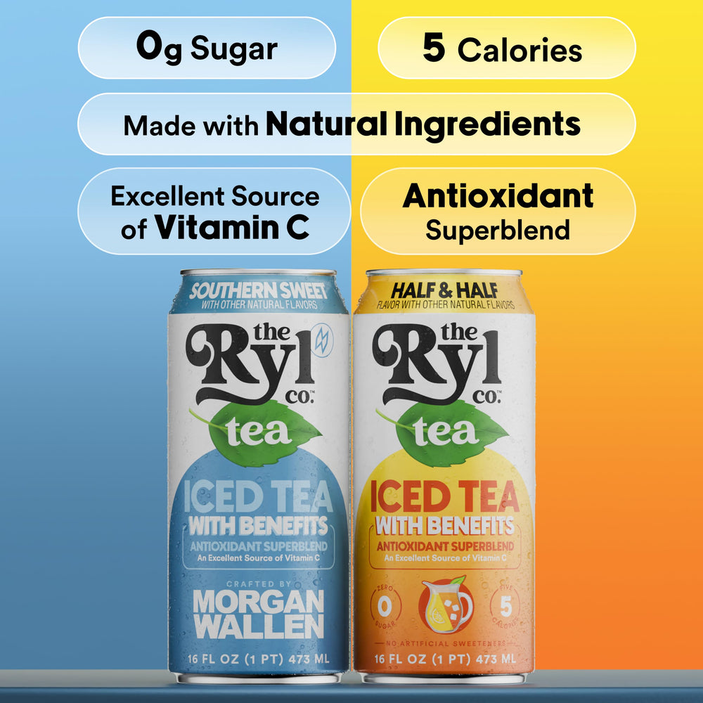 The Ryl Co half & half can label visible, communicates flavor and ingredient clarity