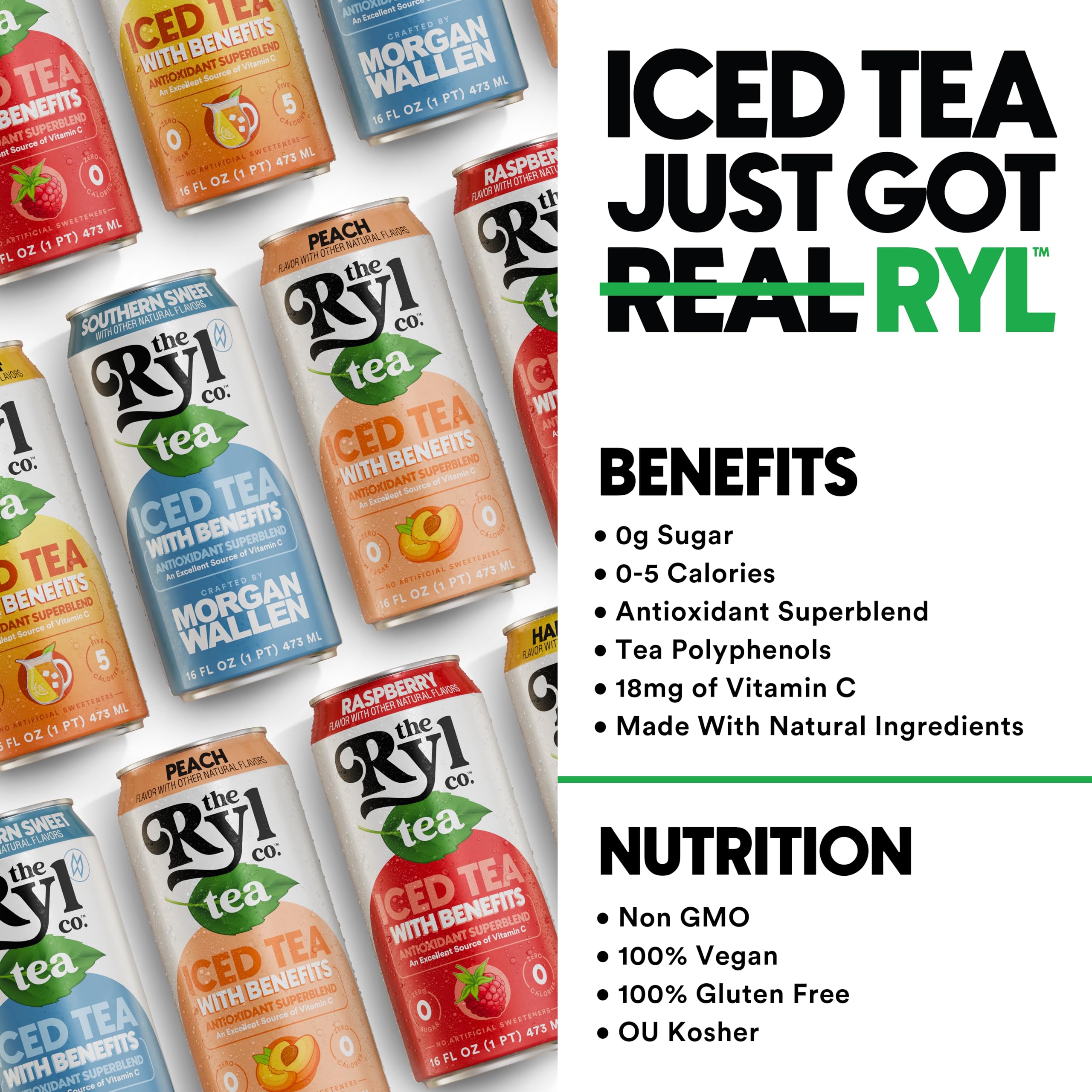 A glass poured from The Ryl Co can with ice demonstrating taste appeal