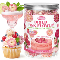 Rylenor sealed jar of pink strawflowers showing storage convenience