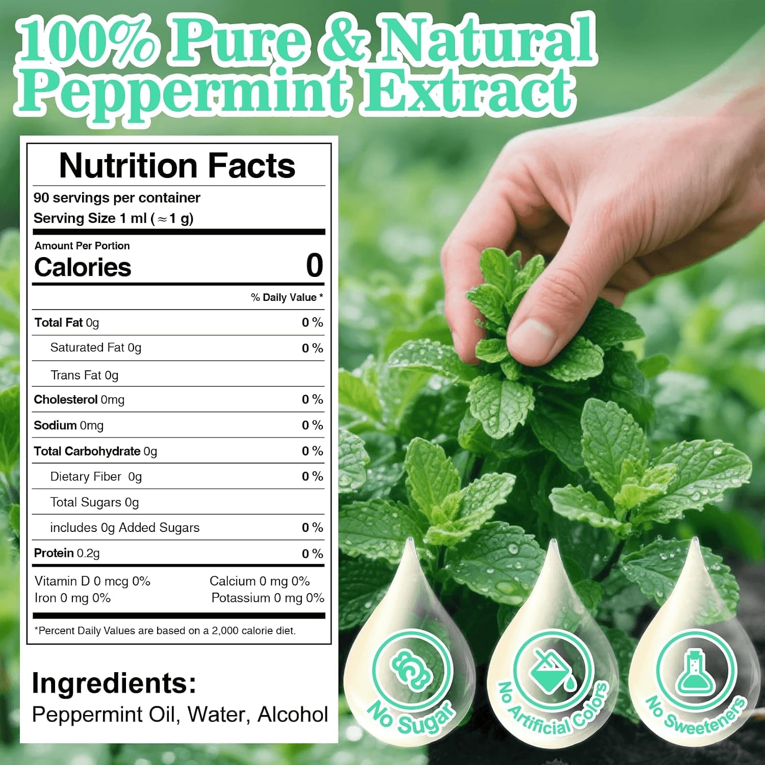 Rylenor peppermint extract dropper dispensing precise drops for controlled flavor