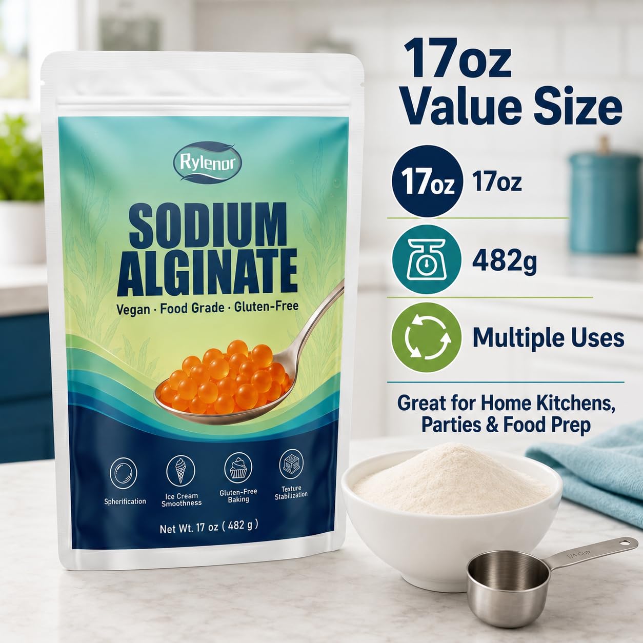 Rylenor spoonful of powder closeup demonstrating precise measuring advantage