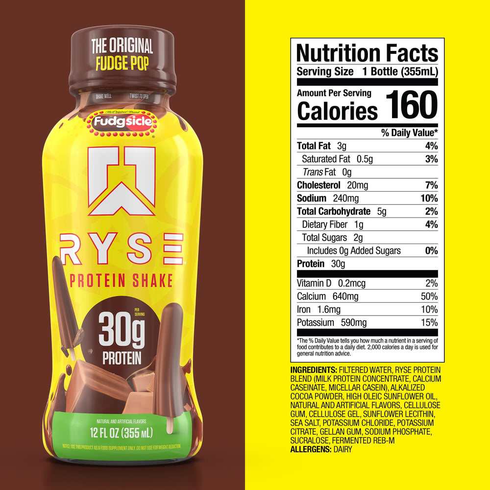 RYSE Up Supplements nutrition label closeup highlighting 30g protein