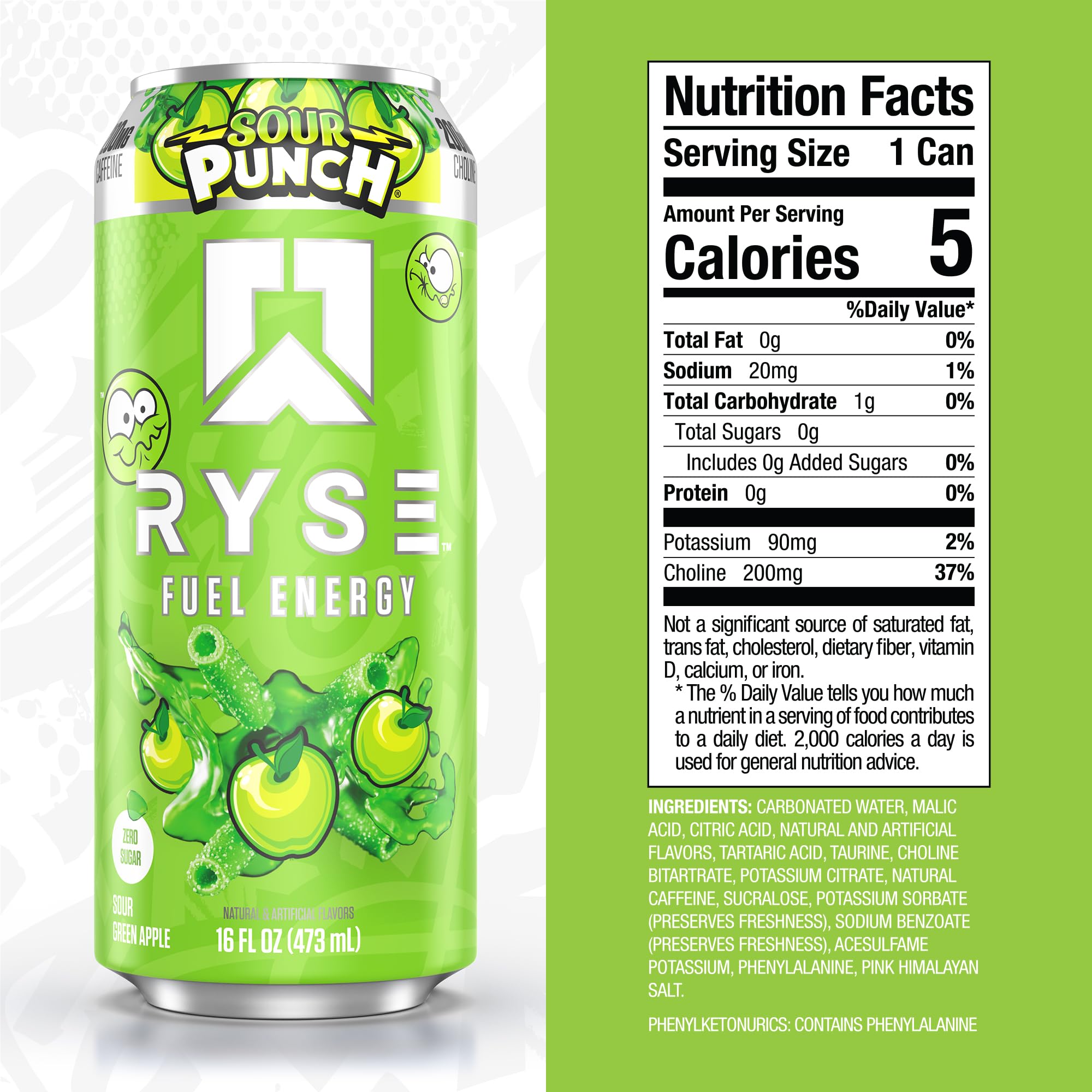 RYSE Up Supplements side label close-up highlighting ingredients and clean, vegan benefits