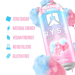 RYSE Up Supplements close-up carbonation texture showing refreshing, crisp taste