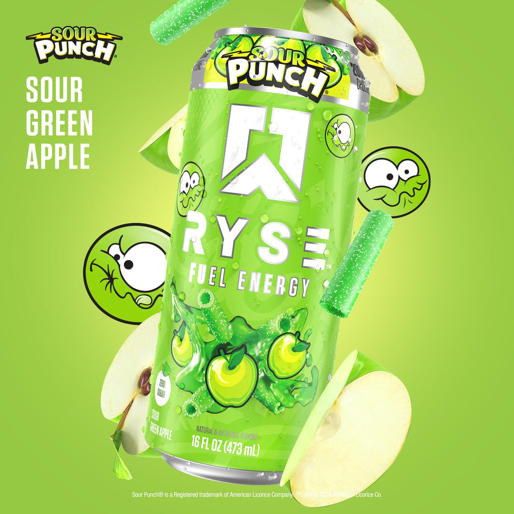 RYSE Up Supplements open can pouring with foam showing fresh carbonation and immediate refreshment