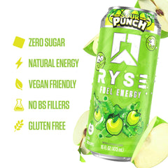 RYSE Up Supplements close-up carbonation bubbles showing texture and fizzy energy sensation