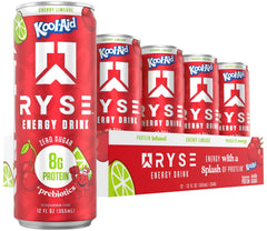 RYSE Up Supplements front can showing Kool-Aid Cherry Limeade flavor and benefits