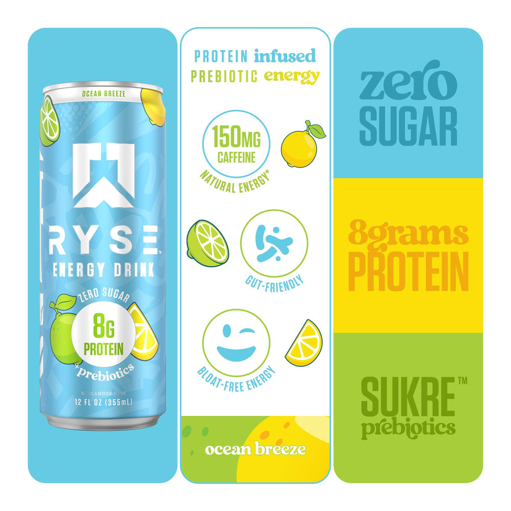 RYSE Up Supplements open can pouring into glass to show carbonation and clarity