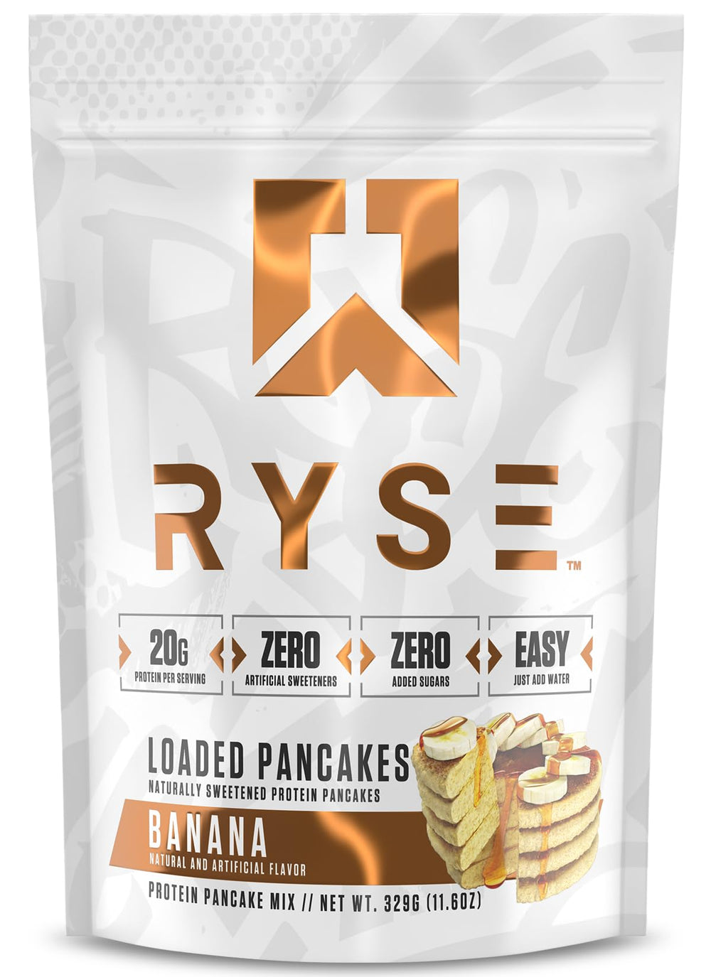 RYSE Up front packaging showing banana flavor and nutrition benefits