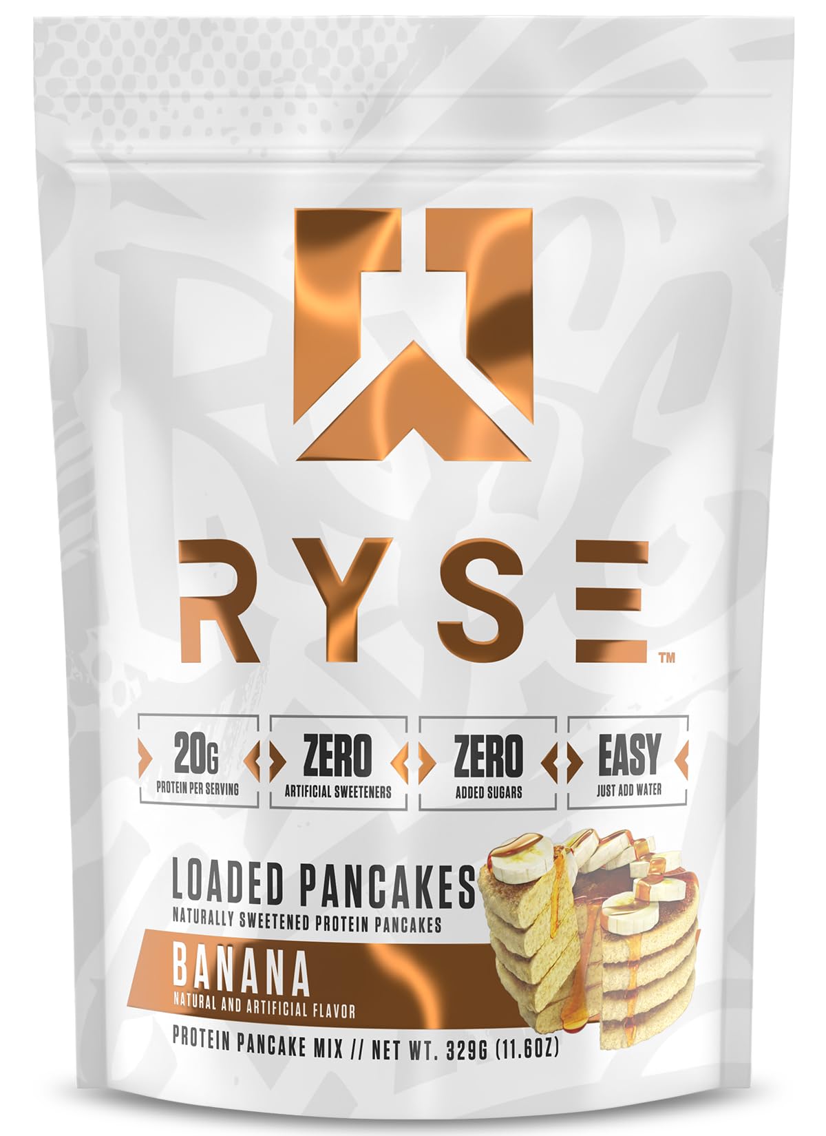 RYSE Up front packaging showing banana flavor and nutrition benefits