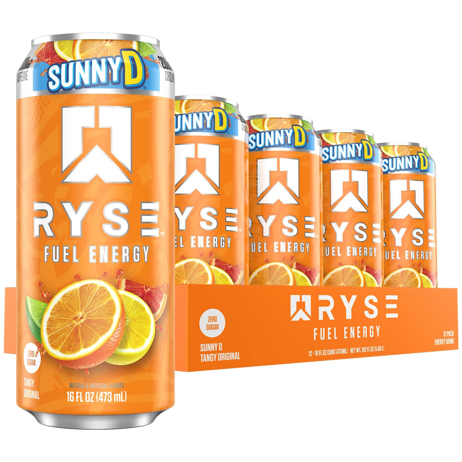 RYSE Up front can view showing SunnyD tangy branding and energizing look