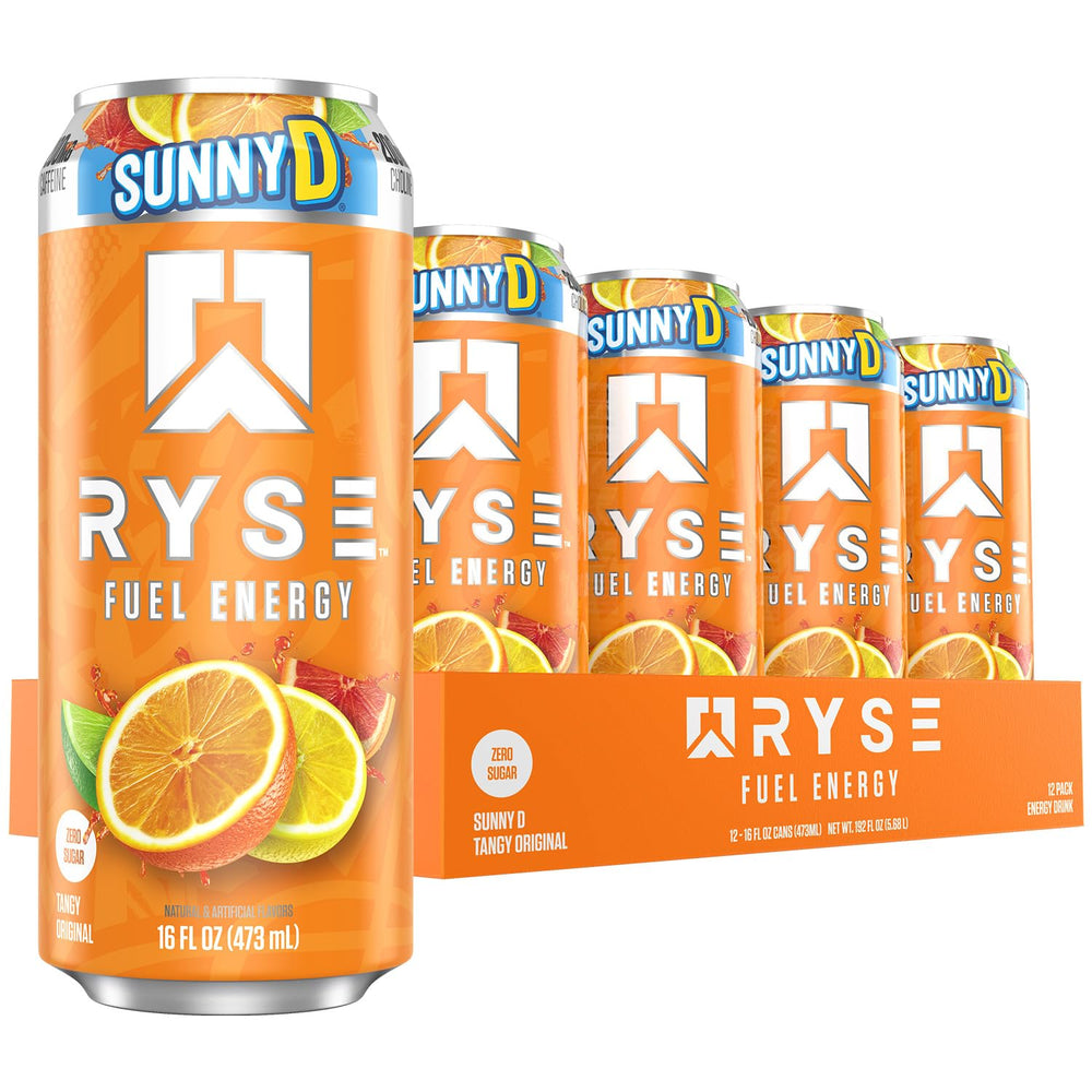 RYSE Up front can view showing SunnyD tangy branding and energizing look