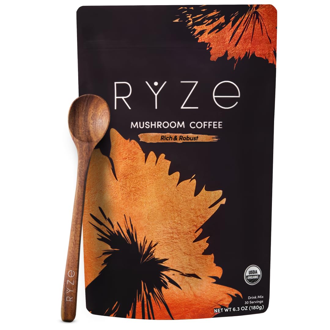 RYZE product front packaging showing dark roast starter kit and benefits