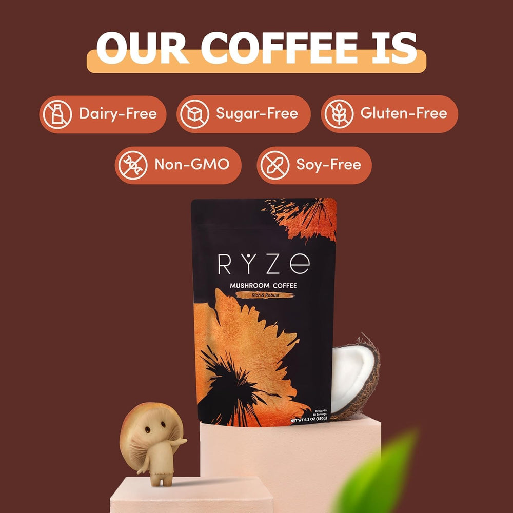 RYZE open canister with powder visible for quick mixing benefits