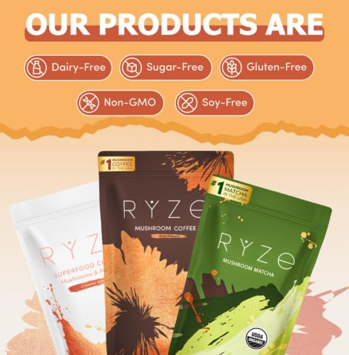 RYZE SUPERFOODS product tin held in hand showing package scale and travel readiness