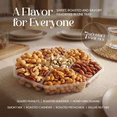 S&K Nut Co. top view of seven sealed compartments highlighting variety and freshness
