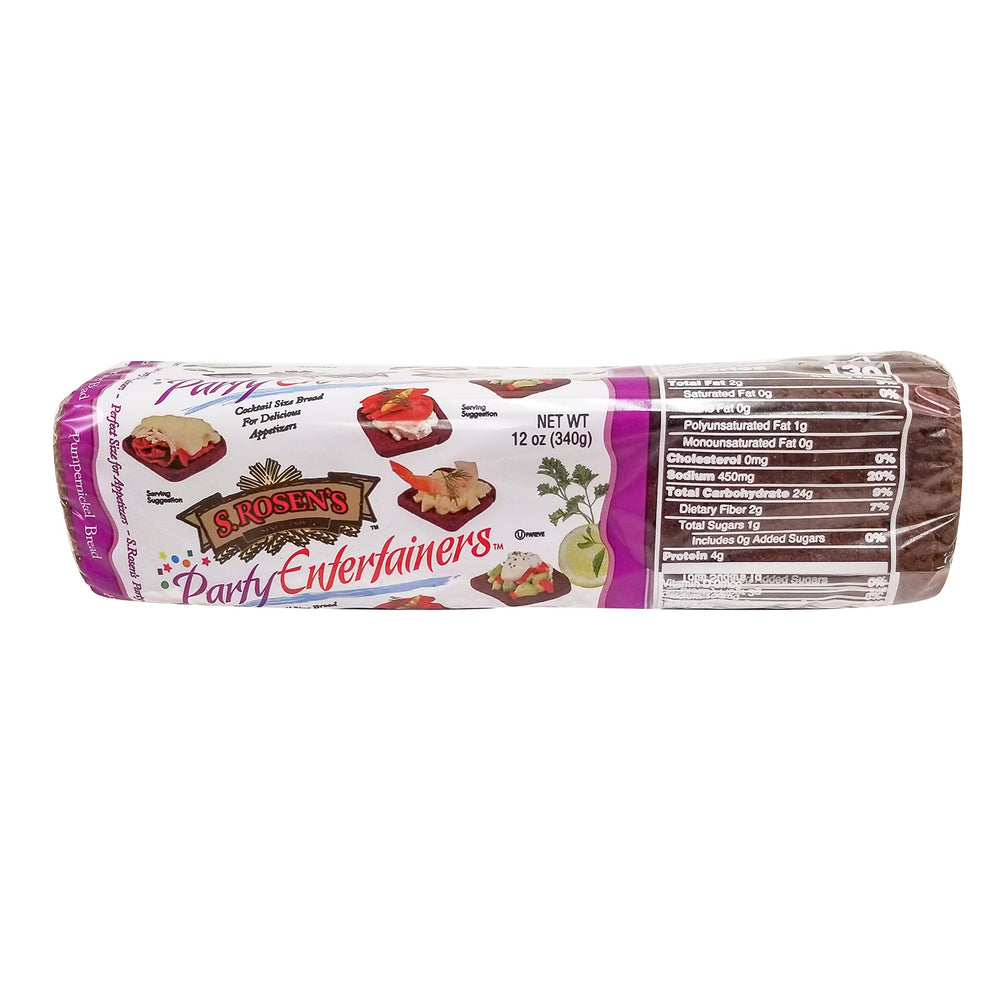 S. Rosen's close-up crumb texture of pumpernickel slice enhancing topping hold