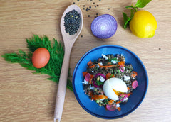 Sabarot cooked lentils in salad demonstrating retained shape and flavor