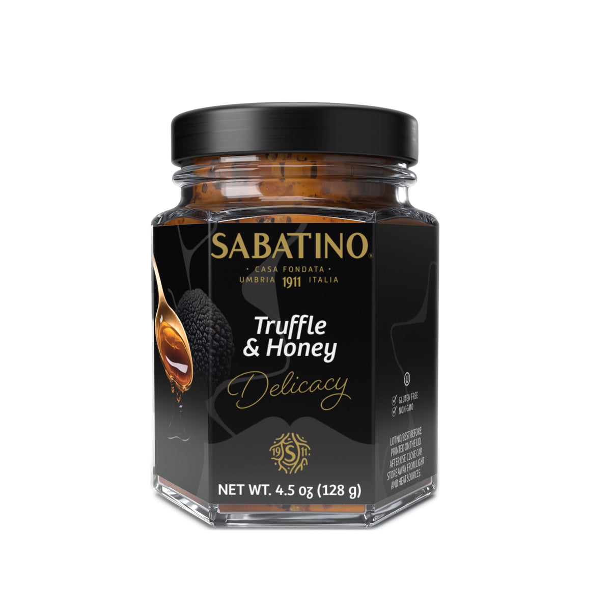 Sabatino Tartufi front jar view showing label and gourmet appeal