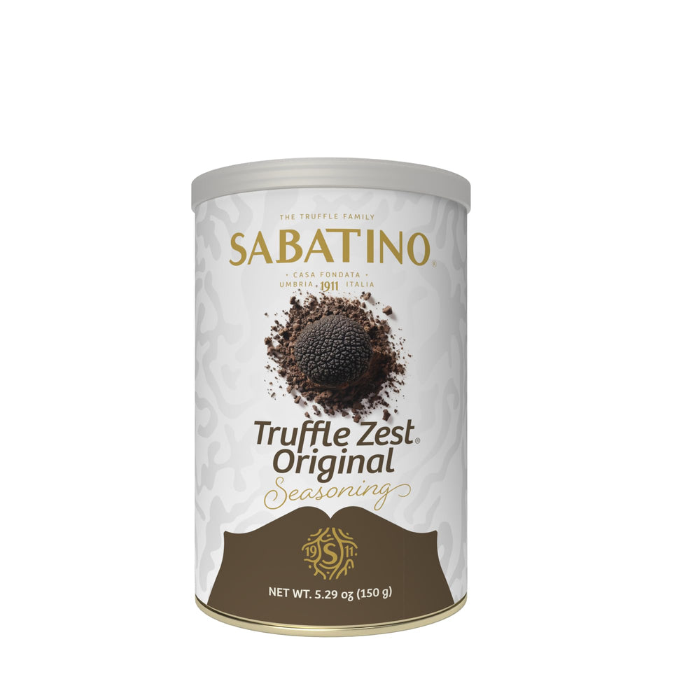 Sabatino Tartufi front jar showing label and size, highlights gourmet benefit