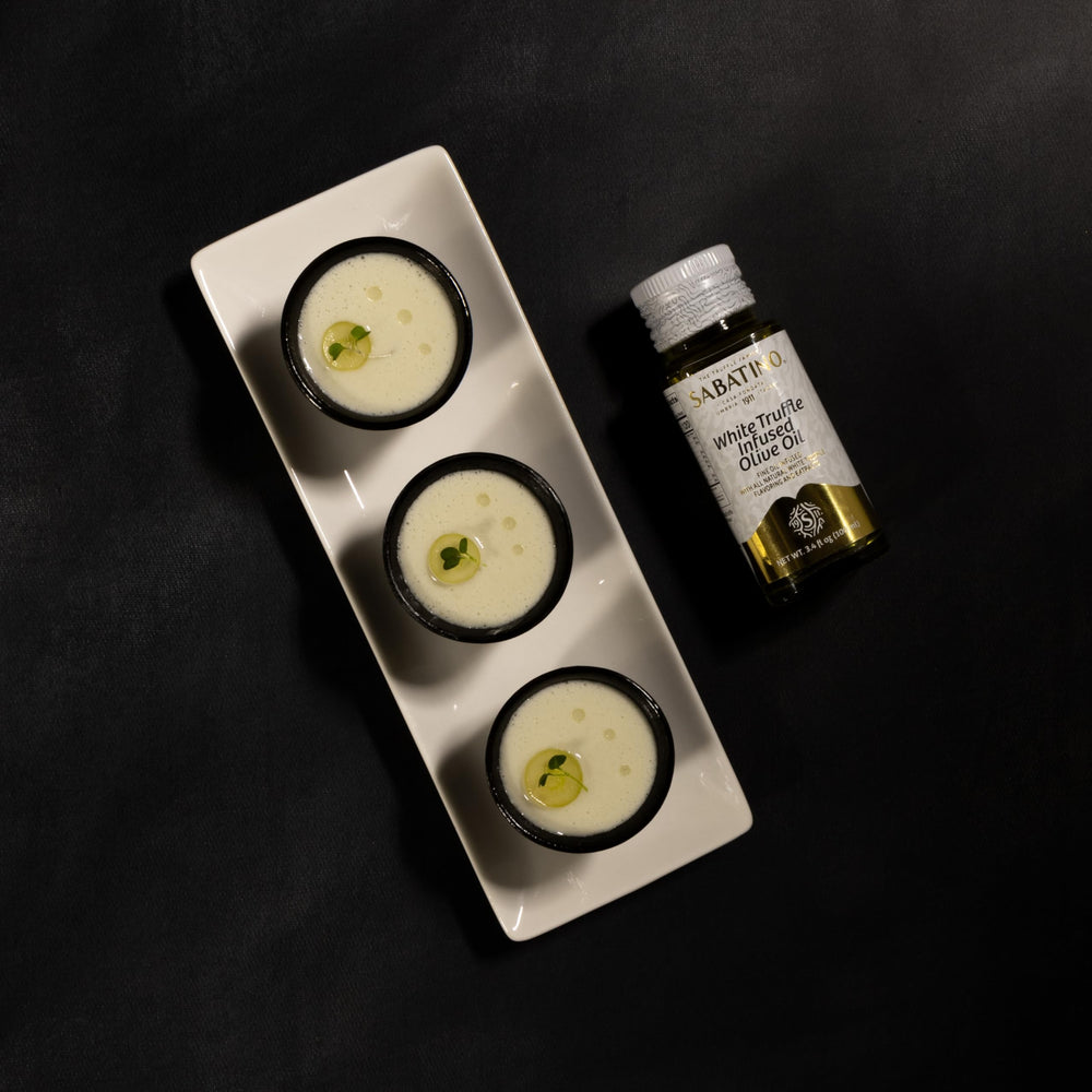 Sabatino Tartufi close pour of olive oil texture illustrating smooth finish and aroma