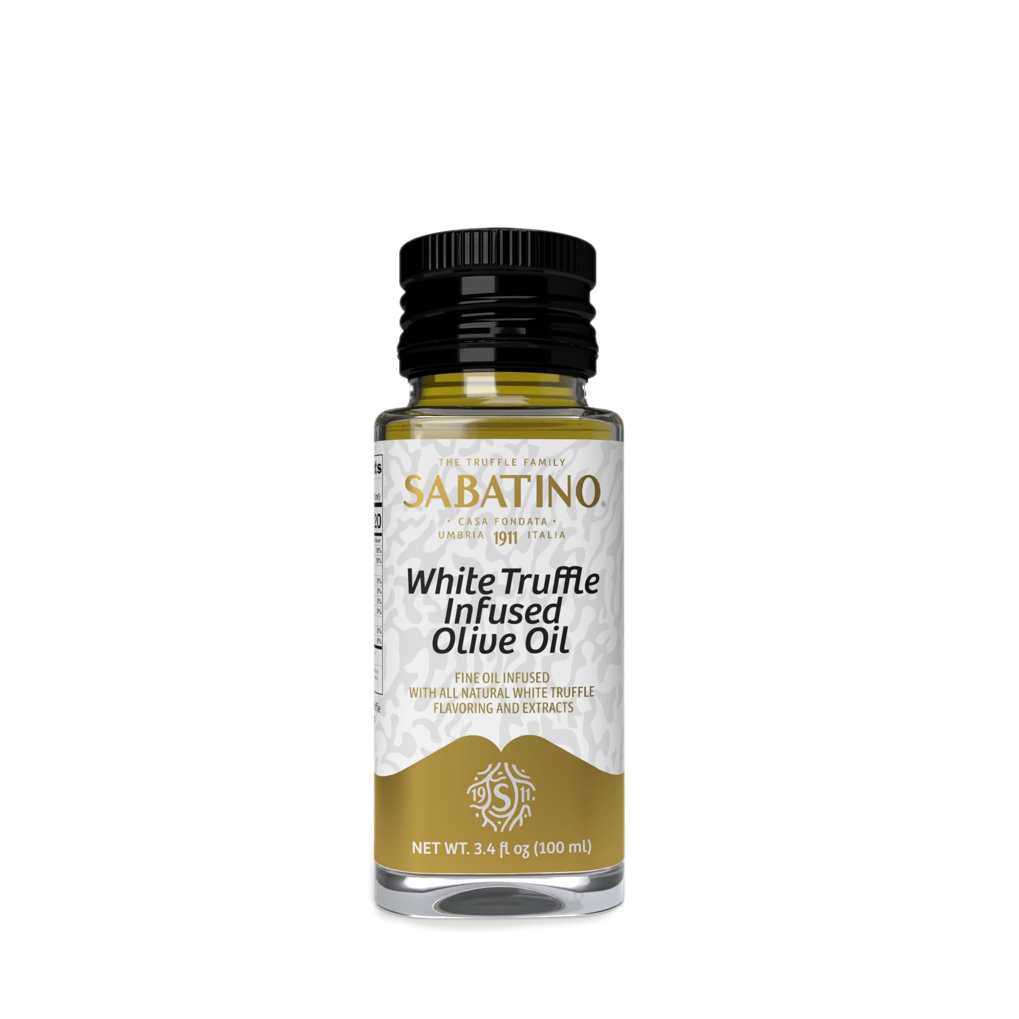 Sabatino Tartufi front bottle view showing label and compact size enhancing pantry display