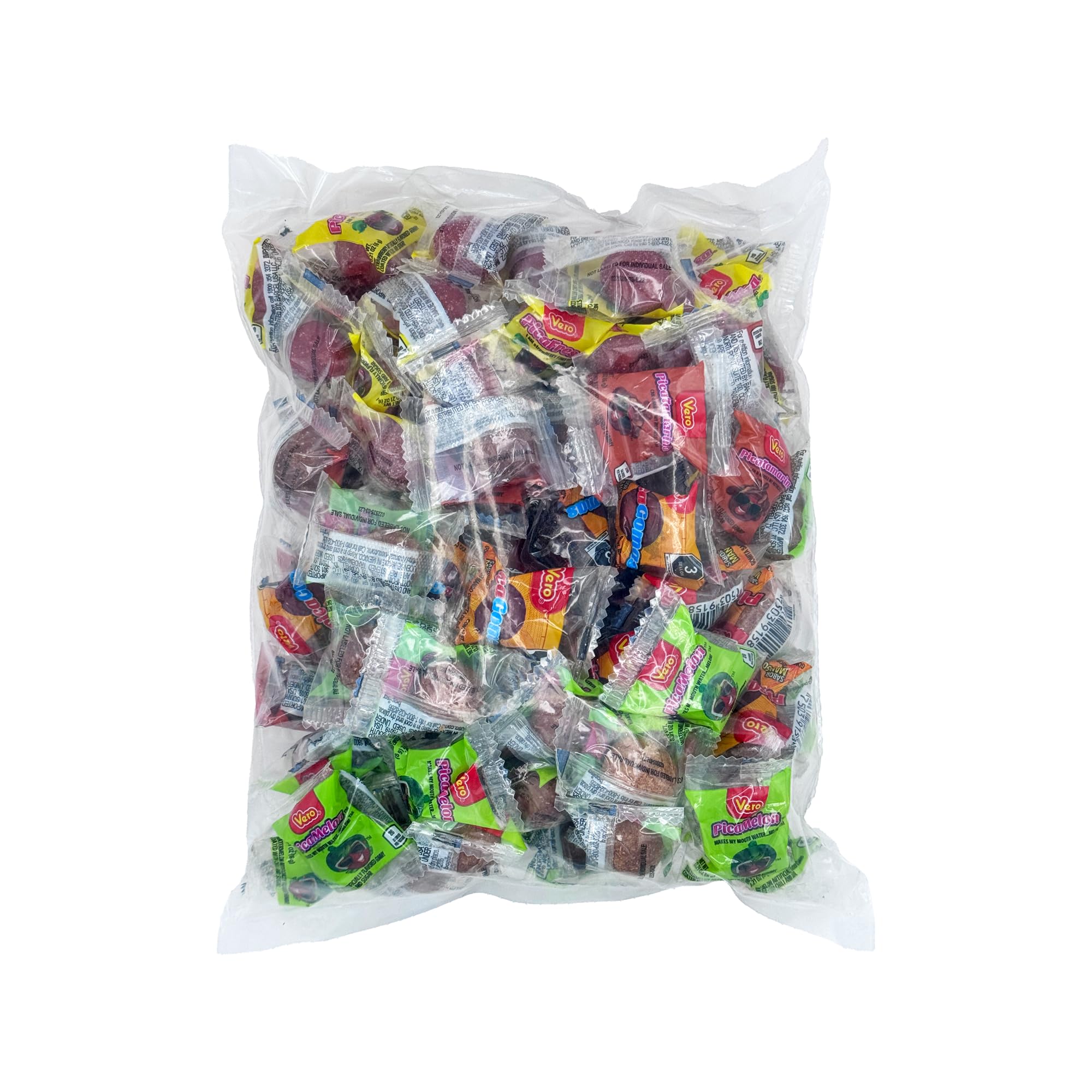 Sabores De Mexico pack next to a ruler showing 100 pieces scale and bulk value