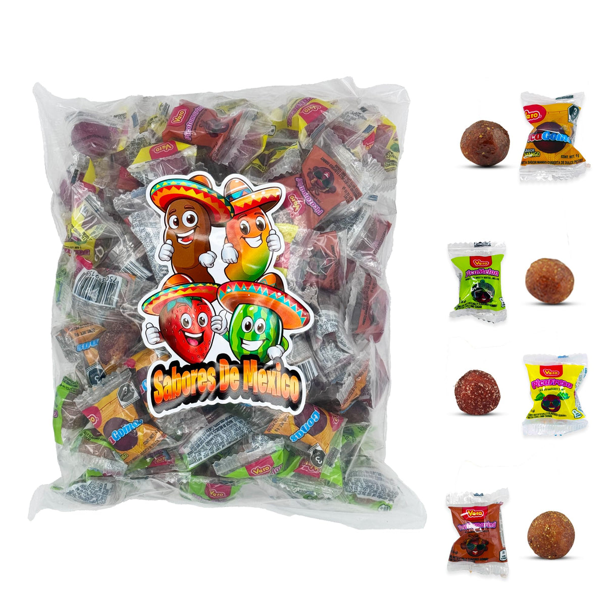 Sabores De Mexico front packaging showing the 100-piece Vero mix for easy identification and gifting