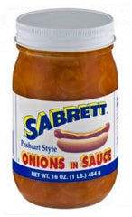 Sabrett front jar view showing label and jar benefit: authentic pushcart flavor