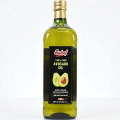 Sadaf avocado oil front glass bottle showing clear labeling and glass benefit