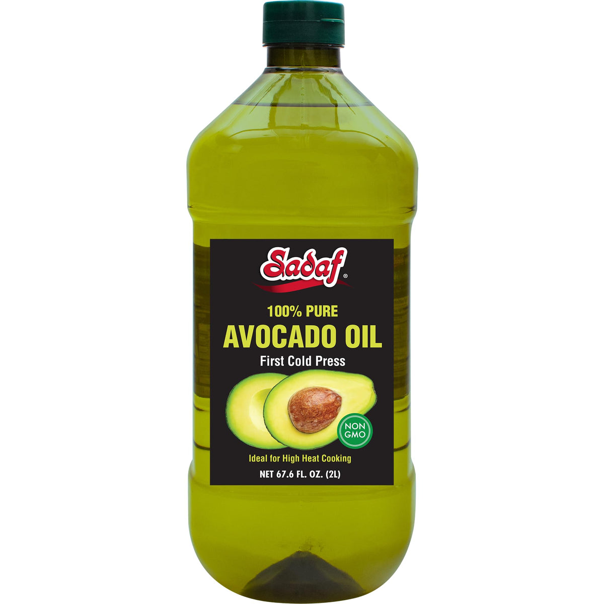 Sadaf avocado oil front label showing bottle and size, clear ingredient trust
