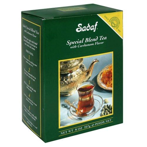 sadaf front packaging showing 8 oz cardamom tea and brand clarity