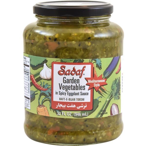 Sadaf jar front view showing label and pickled mix, enhances sandwiches and meals