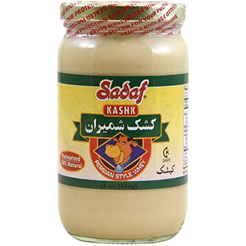 Sadaf kashk front jar showing label and ready-to-use texture