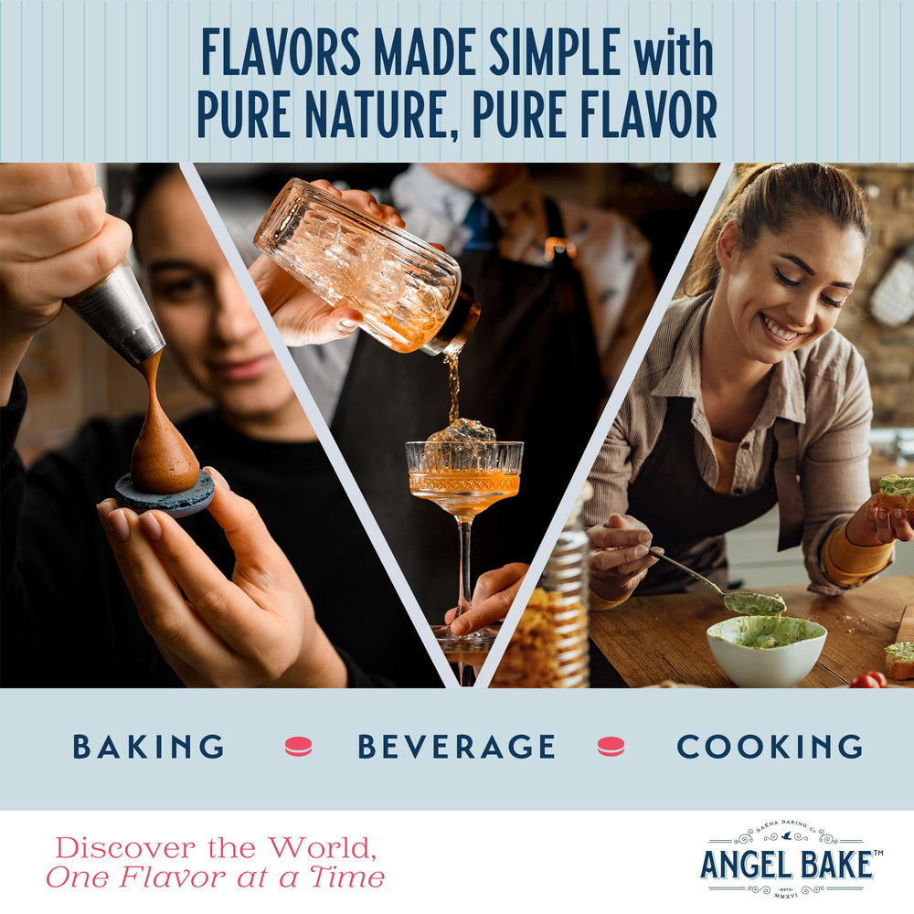 SAENA BAKING CO label close-up highlighting 5X distilled orange extract quality