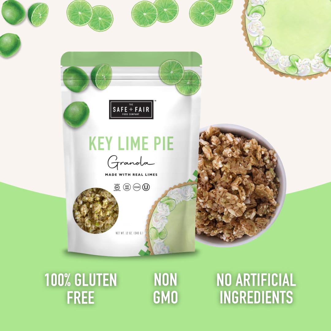 Close-up of crunchy granola clusters from The Safe + Fair Food Company, highlighting texture