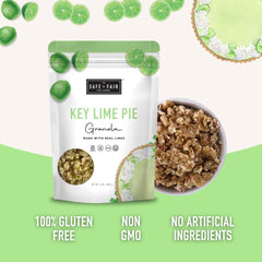 Close-up of crunchy granola clusters from The Safe + Fair Food Company, highlighting texture