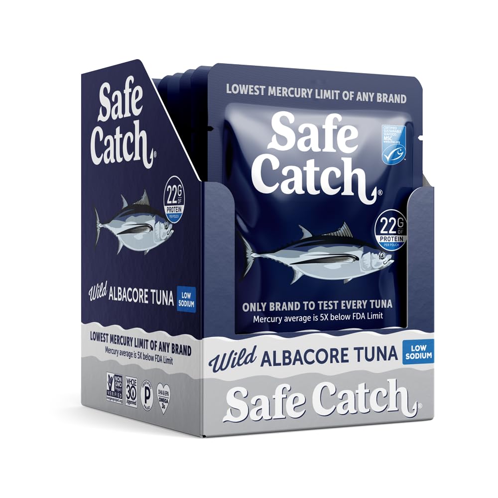Safe Catch pouch held in hand demonstrating portable single-serve convenience