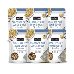 The Safe + Fair front packaging shows vegan gluten-free granola and convenience
