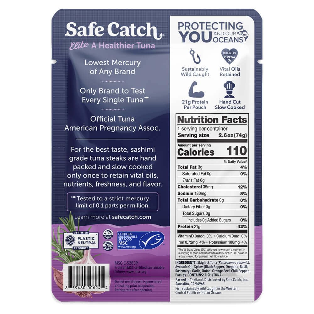 Safe Catch open pouch close-up highlighting ready-to-eat convenience and flavor