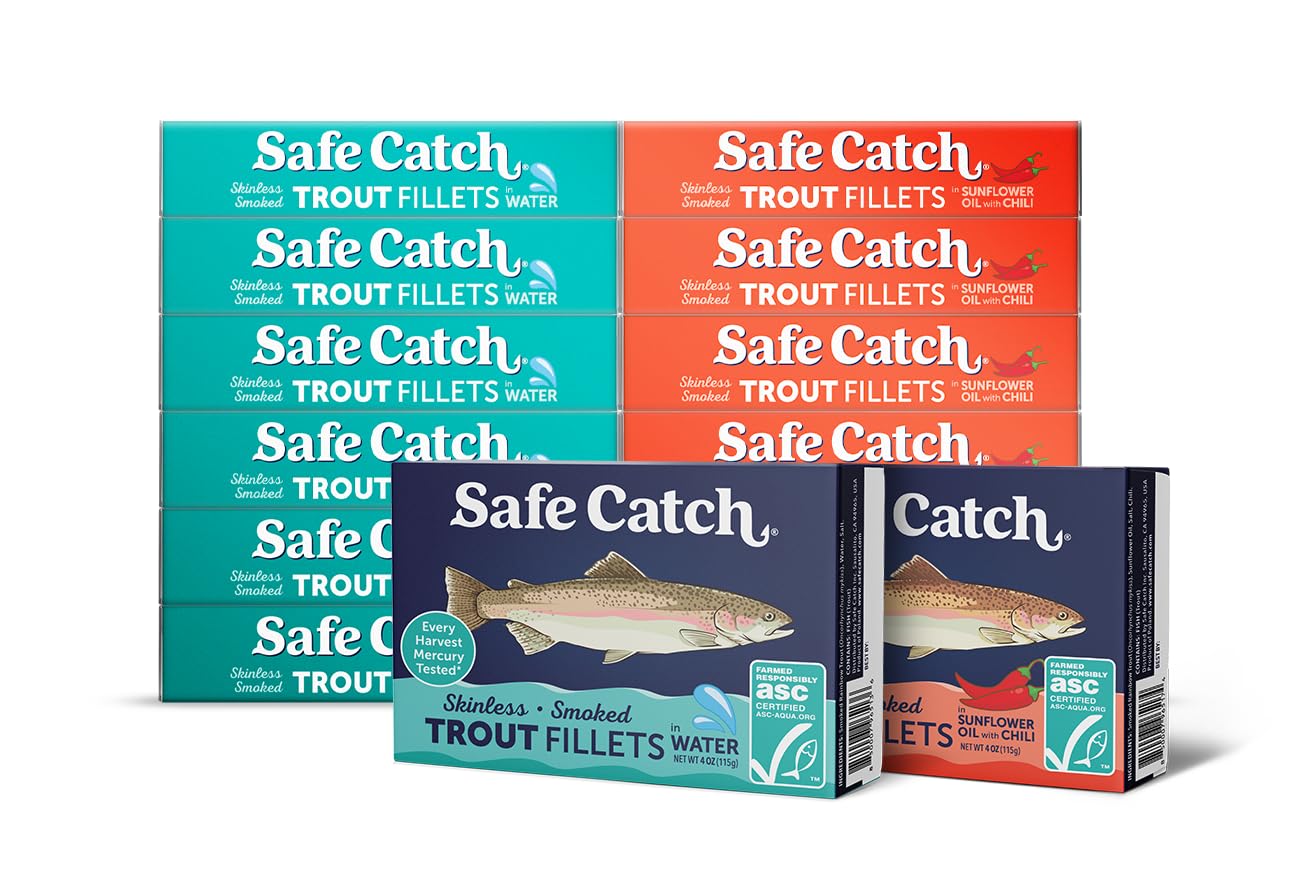 Safe Catch front packaging showing 12-pack and nutritional callouts
