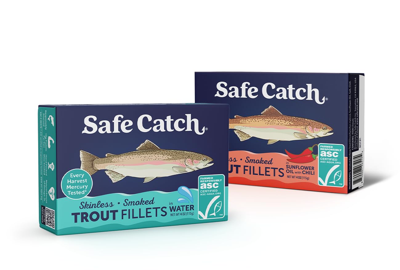 Safe Catch open can showing smoked trout fillets ready to eat