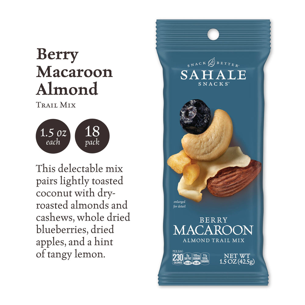 Sahale Snacks open pouch with visible nuts and fruit, showing fresh texture and portability
