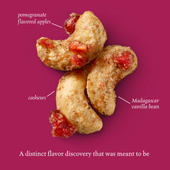 Sahale Snacks detail of pomegranate infused apple pieces, adds tart fruit contrast
