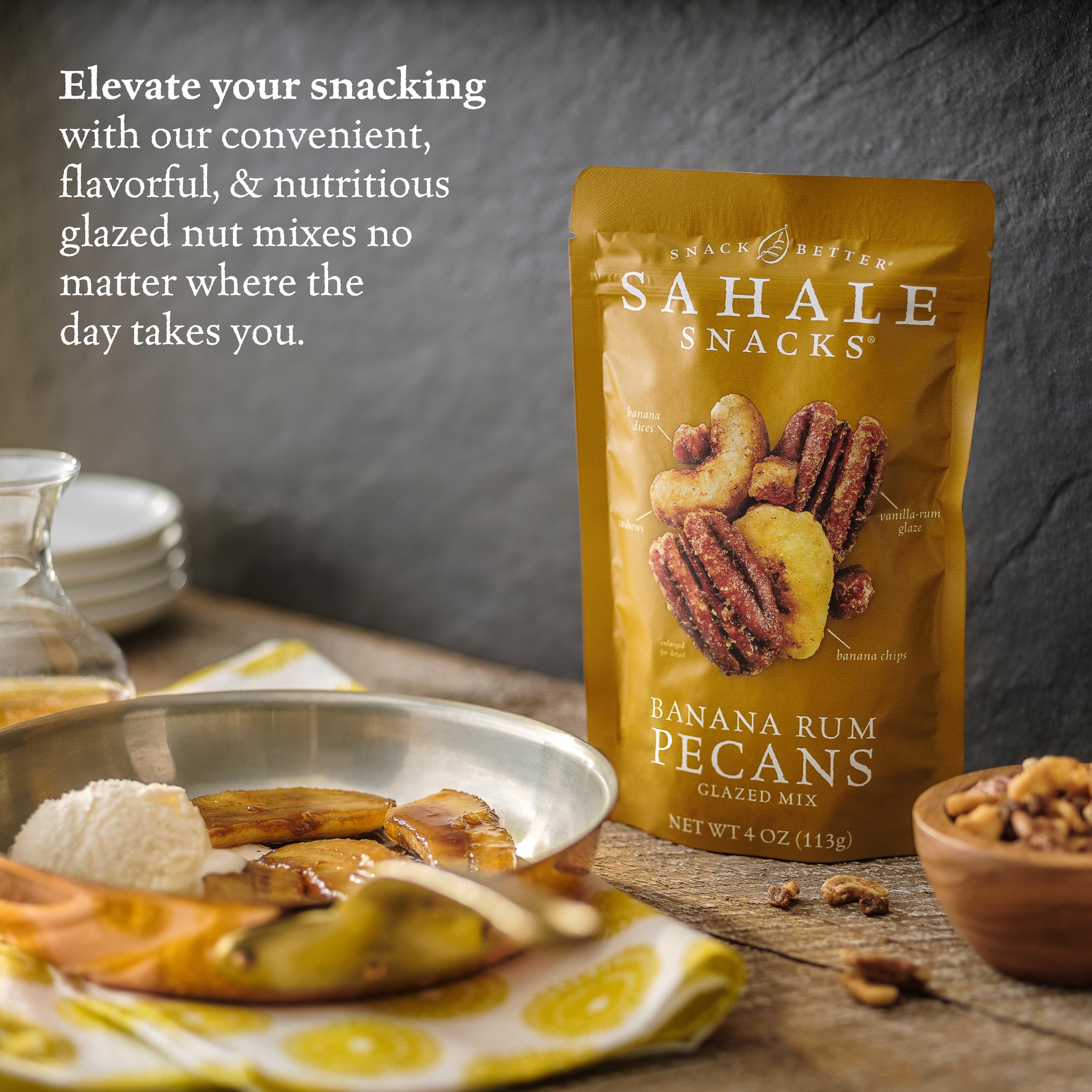 Sahale Snacks ingredient label and certifications showing gluten-free and Non-GMO