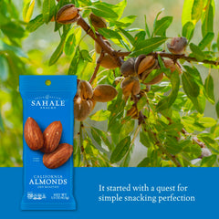 Sahale Snacks single-serve pouch opened with almonds visible for effortless on-the-go snacking