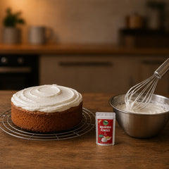 Saheli powder measured beside baking scale showing portion control and versatility