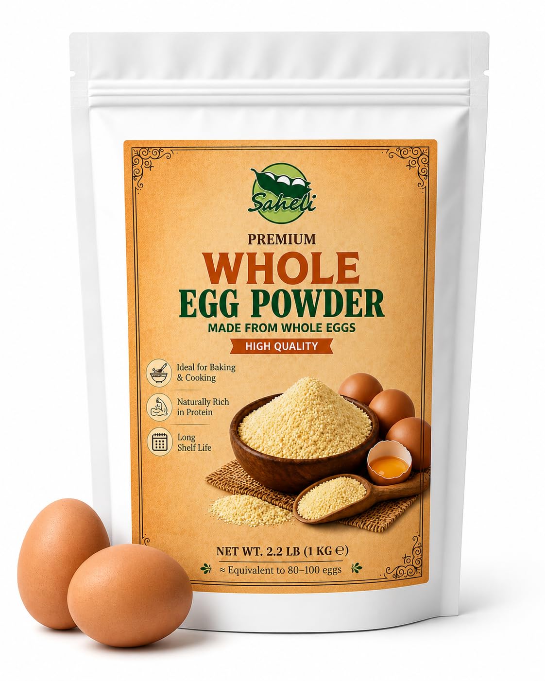 Saheli front packaging showing resealable bag and product details for pantry convenience